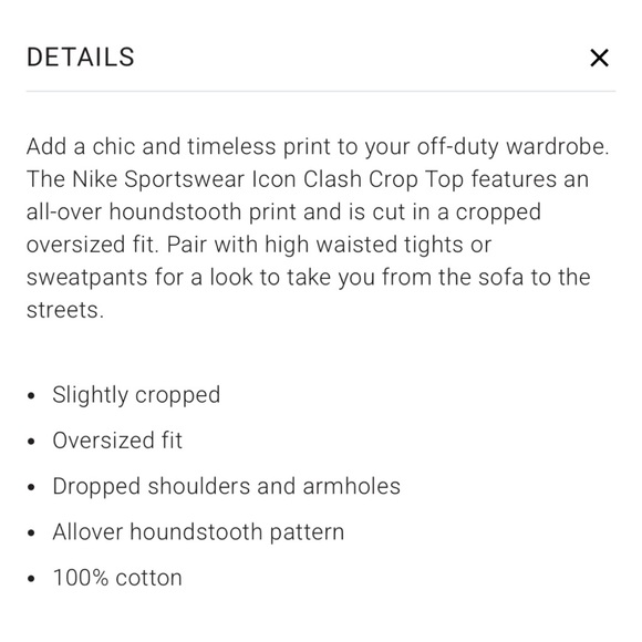 NIKE WOMEN ICON CLASH HOUNDSTOOTH SHORT SLEEVE CROP TOP LOGO TEE 2X *PRISTINE* - Picture 9 of 9